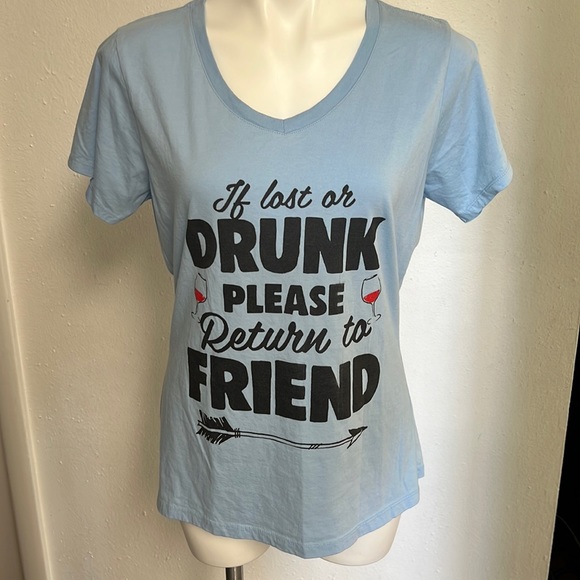 Wine Lost Drunk Funny Set of 2 Large T shirts - Picture 1 of 4